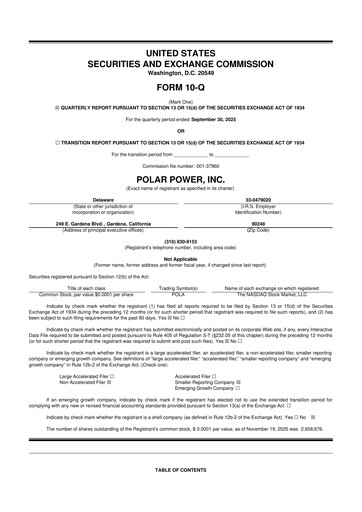 Miniature Polar Power
 10-Q Rapport trimestriel 2025 