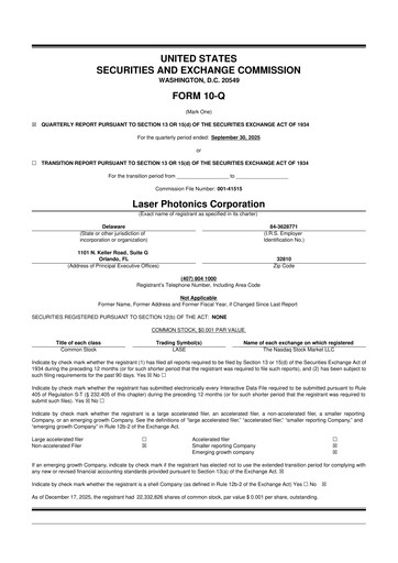 Miniature Laser Photonics 10-Q Rapport trimestriel 2025 