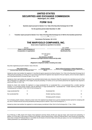 Vorschaubild the Marygold Companies 10-Q Quartalsbericht 2026 