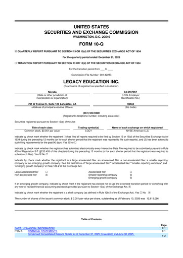 Miniature Legacy Education 10-Q Rapport trimestriel 2026 