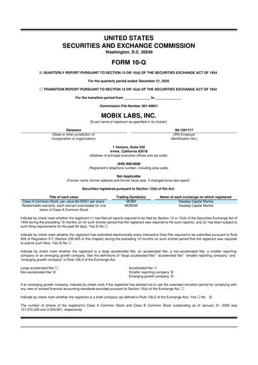 Miniature Mobix Labs 10-Q Rapport trimestriel 2026 