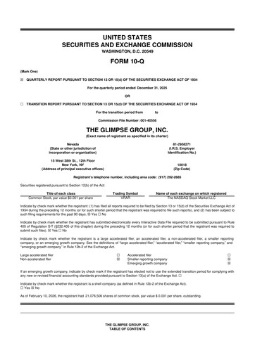Thumbnail The Glimpse Group 10-Q Quarterly Report FY2026 