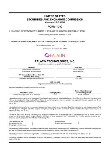 Thumbnail Palatin Technologies 10-Q Quarterly Report FY2026 