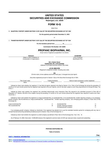 Thumbnail Propanc Biopharma 10-Q Quarterly Report FY2026 