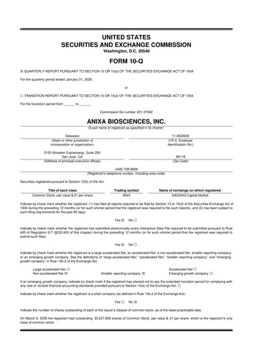 Vorschaubild Anixa Biosciences 10-Q Quartalsbericht 2026 