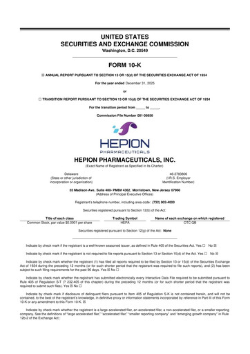 Thumbnail Hepion Pharmaceuticals 10-K Annual Report 2025