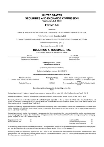 Thumbnail Bullfrog AI  10-K Annual Report 2025