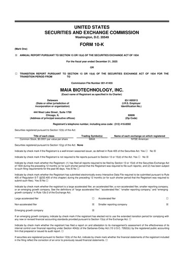 Thumbnail MAIA Biotechnology 10-K Annual Report 2025