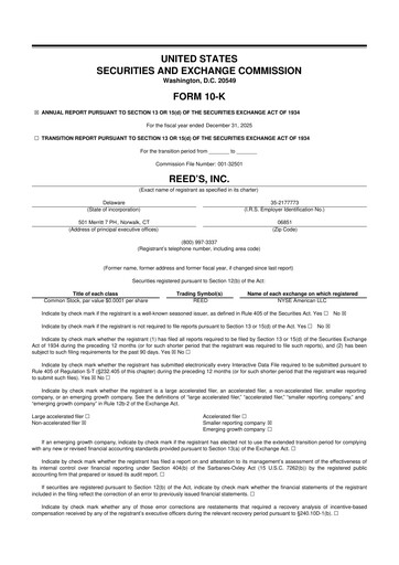 Miniature Reed's, Inc. 10-K Rapport annuel 2025