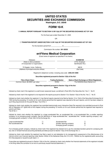 Miniature enVVeno Medical Corporation 10-K Rapport annuel 2025