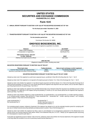 Vorschaubild Ensysce Biosciences 10-K Jahresbericht 2025