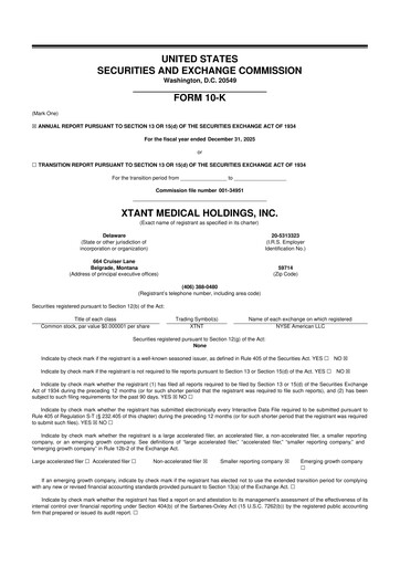 Vorschaubild Xtant Medical 10-K Jahresbericht 