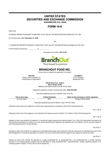 Thumbnail BranchOut Food 10-K Annual Report 