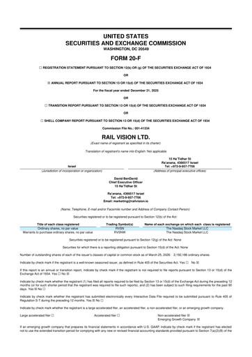 Thumbnail Rail Vision 20-F Annual Report 2025