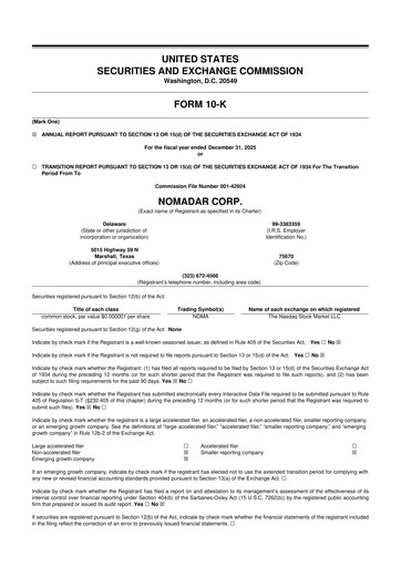 Vorschaubild NOMADAR 10-K Jahresbericht 
