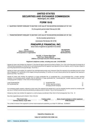 Thumbnail Pineapple Financial 10-Q Quarterly Report FY 