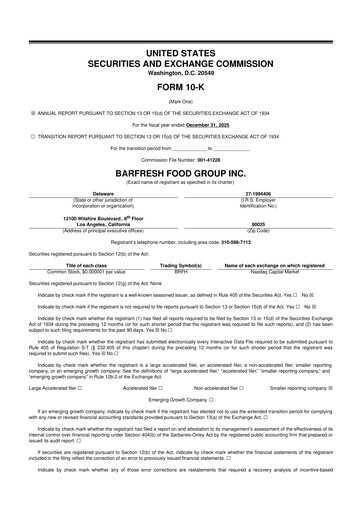 Miniature Barfresh Food Group 10-K Rapport annuel 