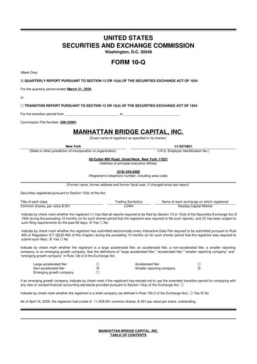 Thumbnail Manhattan Bridge Capital
 10-Q Quarterly Report FY 