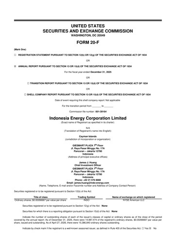 Vorschaubild Indonesia Energy 20-F Jahresbericht 
