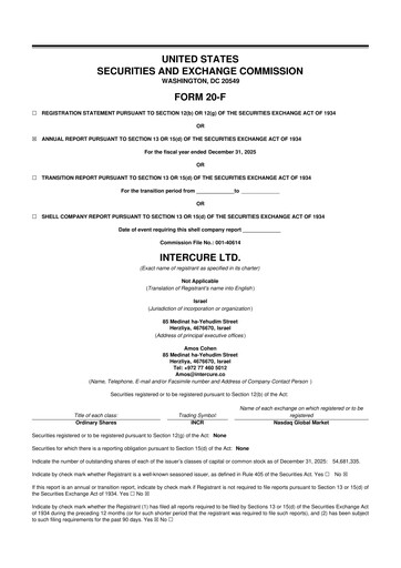 Thumbnail InterCure 20-F Annual Report 