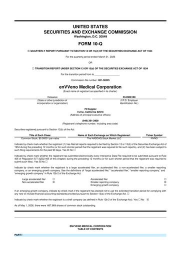 Thumbnail enVVeno Medical Corporation 10-Q Quarterly Report FY 