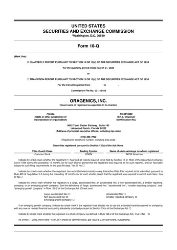 Thumbnail Oragenics 10-Q Quarterly Report FY 