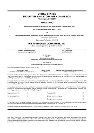 Vorschaubild the Marygold Companies 10-Q Quartalsbericht 2026 