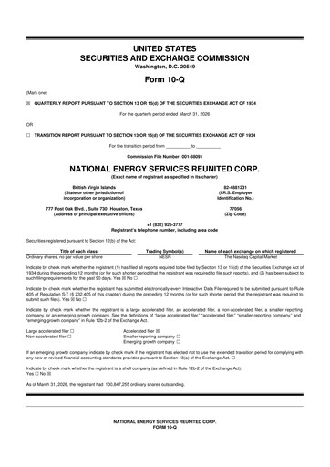 Vorschaubild National Energy Services Reunited
 10-Q Quartalsbericht 2026 