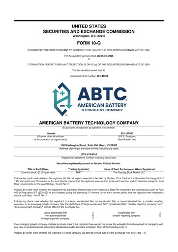 Thumbnail American Battery Technology Company 10-Q Quarterly Report FY 