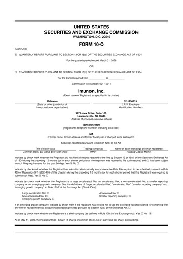 Thumbnail Imunon 10-Q Quarterly Report FY 