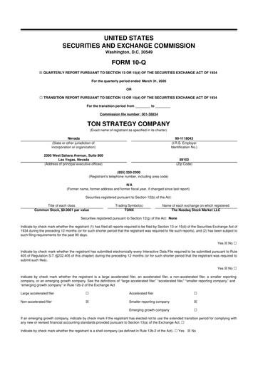 Thumbnail TON Strategy Co. 10-Q Quarterly Report FY 