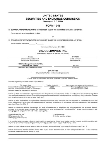 Thumbnail U.S. GoldMining 10-Q Quarterly Report FY 