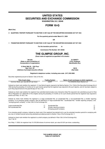 Thumbnail The Glimpse Group 10-Q Quarterly Report FY 