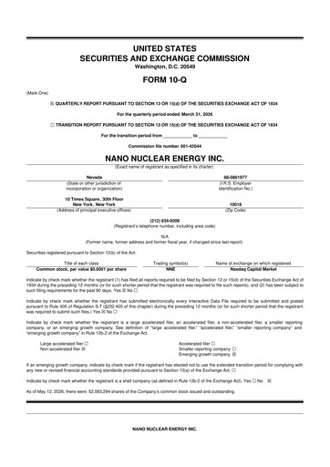 Thumbnail NANO Nuclear Energy 10-Q Quarterly Report FY2026 