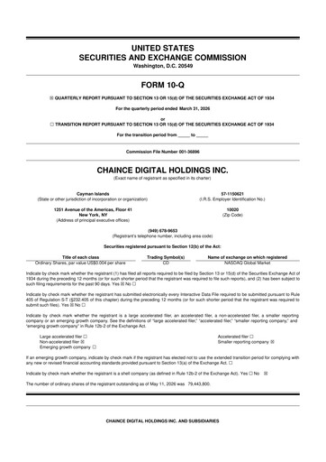 Thumbnail Chaince Digital Holdings 10-Q Quarterly Report FY 