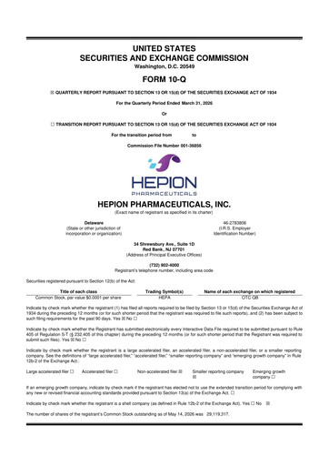 Vorschaubild Hepion Pharmaceuticals 10-Q Quartalsbericht 2026 
