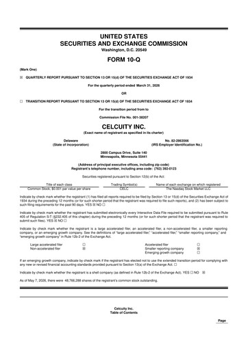 Vorschaubild Celcuity Inc. 10-Q Quartalsbericht 2026 