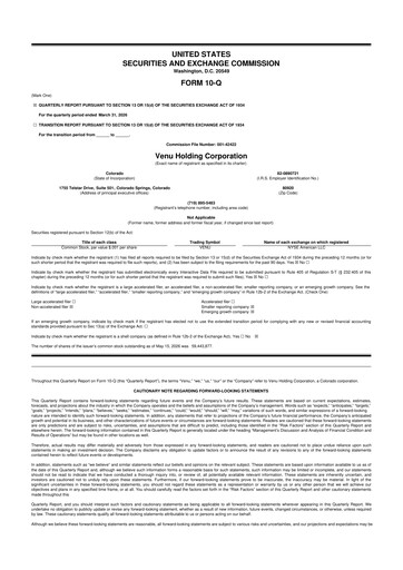 Thumbnail Venu Holding Corporation 10-Q Quarterly Report FY 