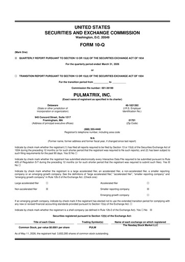 Thumbnail Pulmatrix 10-Q Quarterly Report FY 
