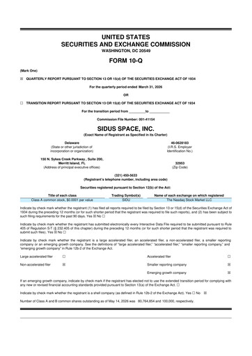 Thumbnail Sidus Space 10-Q Quarterly Report FY2026 
