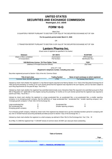 Vorschaubild Lantern Pharma 10-Q Quartalsbericht 2026 