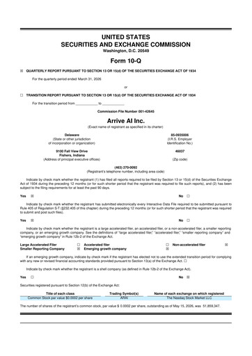 Thumbnail Arrive AI 10-Q Quarterly Report FY2026 