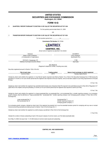 Thumbnail Cemtrex 10-Q Quarterly Report FY 