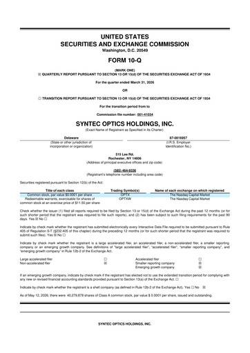 Thumbnail Syntec Optics 10-Q Quarterly Report FY 