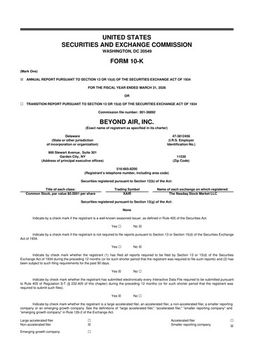 Miniature Beyond Air 10-K Rapport annuel 2026