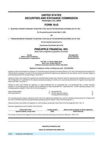 Miniature Pineapple Financial 10-Q Rapport trimestriel 2026 