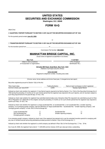 Thumbnail Manhattan Bridge Capital
 10-Q Quarterly Report FY2026 