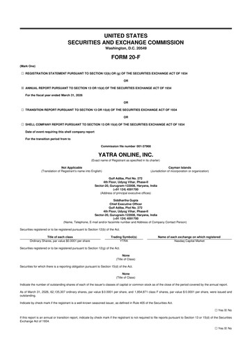Thumbnail Yatra 20-F Annual Report 2026