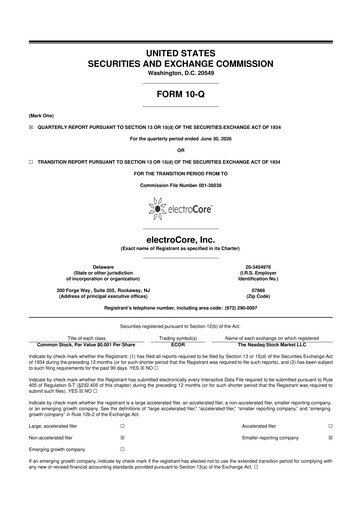 Miniature electroCore 10-Q Rapport trimestriel 2026 