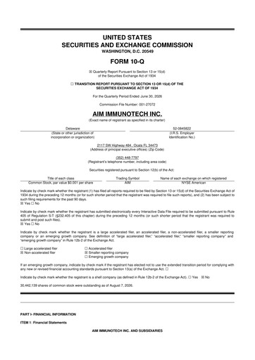 Miniature AIM ImmunoTech
 10-Q Rapport trimestriel 2026 